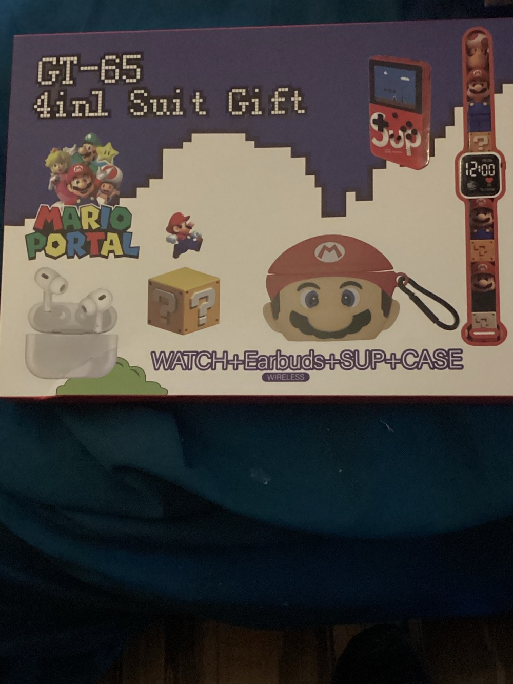 Kids Red Mario-Themed Smartwatch Bundle with Earbuds and Case